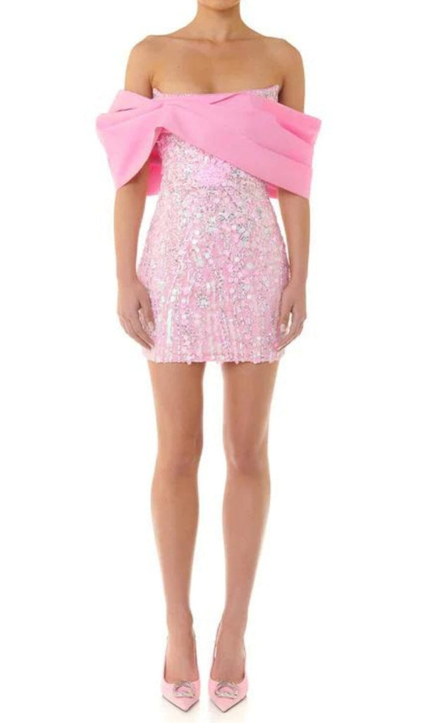 EMBELLISHED SEQUIN MINI DRESS IN CANDY PINK DRESS OH CICI