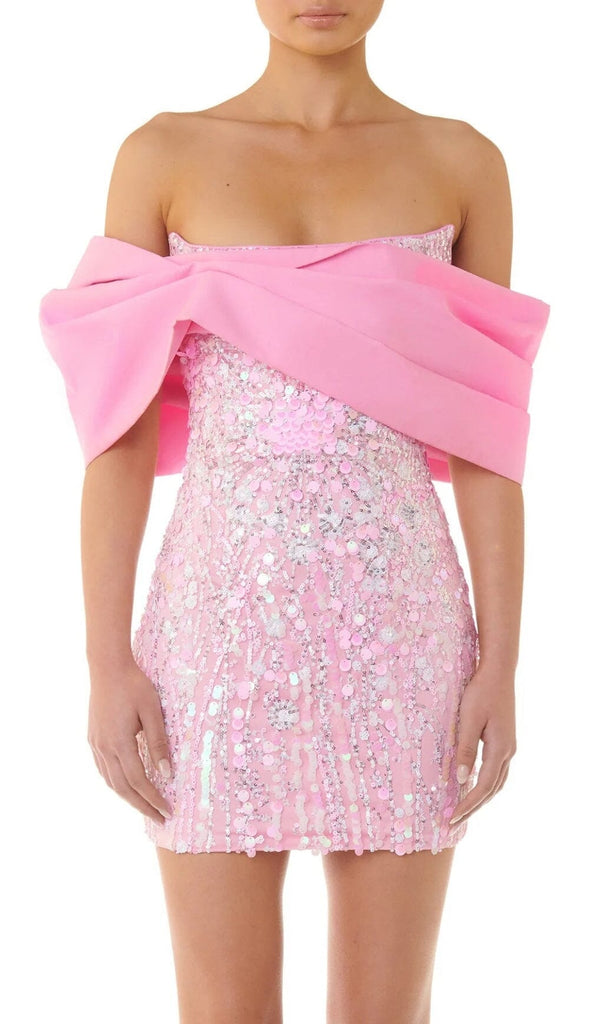 EMBELLISHED SEQUIN MINI DRESS IN CANDY PINK DRESS OH CICI