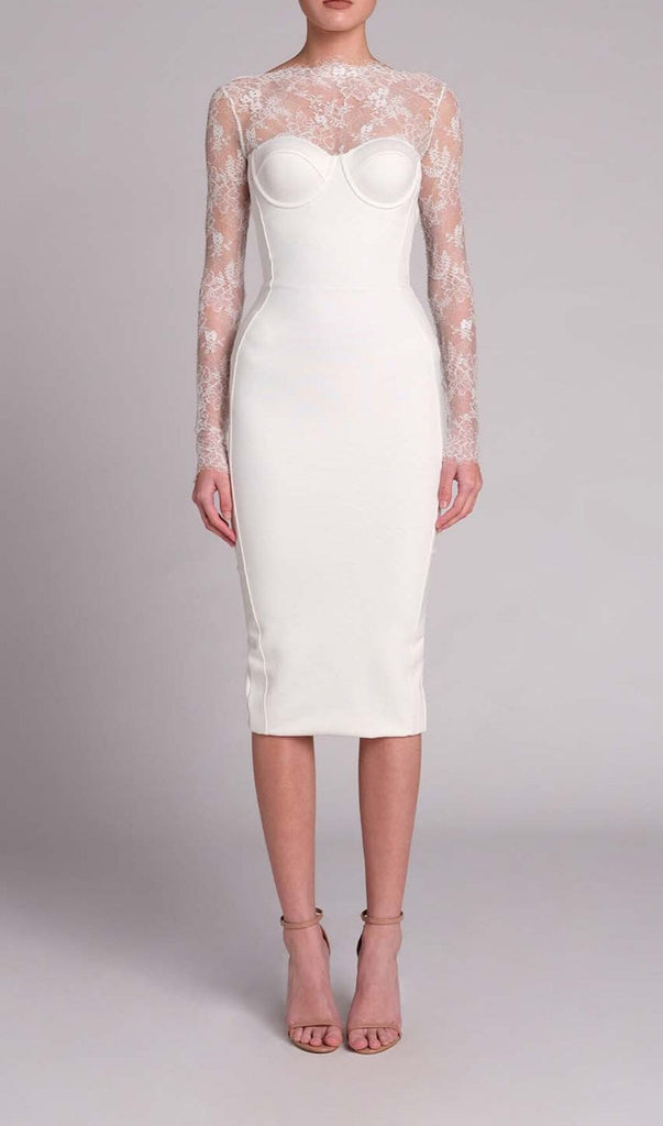 EMBROIDERED LACE MIDI DRESS IN WHITE DRESS OH CICI 
