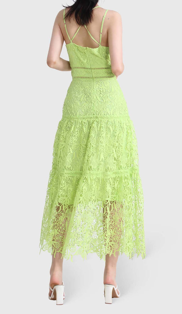 EMBROIDERY STRAPPY MIDI DRESS IN GREEN DRESS OH CICI 