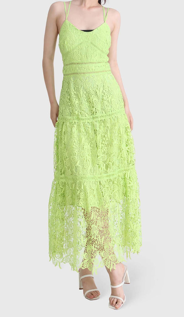 EMBROIDERY STRAPPY MIDI DRESS IN GREEN DRESS OH CICI 