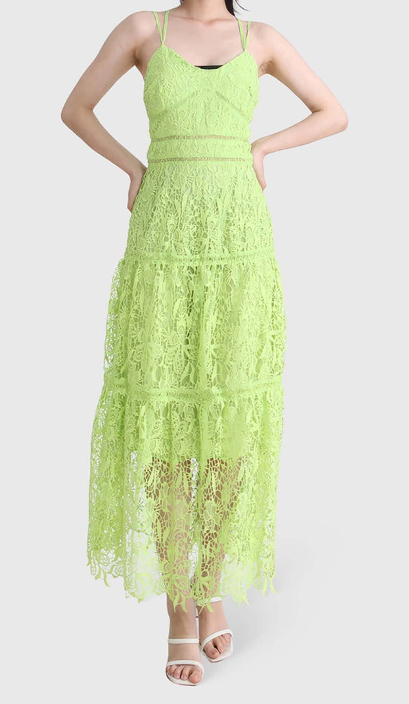 EMBROIDERY STRAPPY MIDI DRESS IN GREEN DRESS OH CICI 