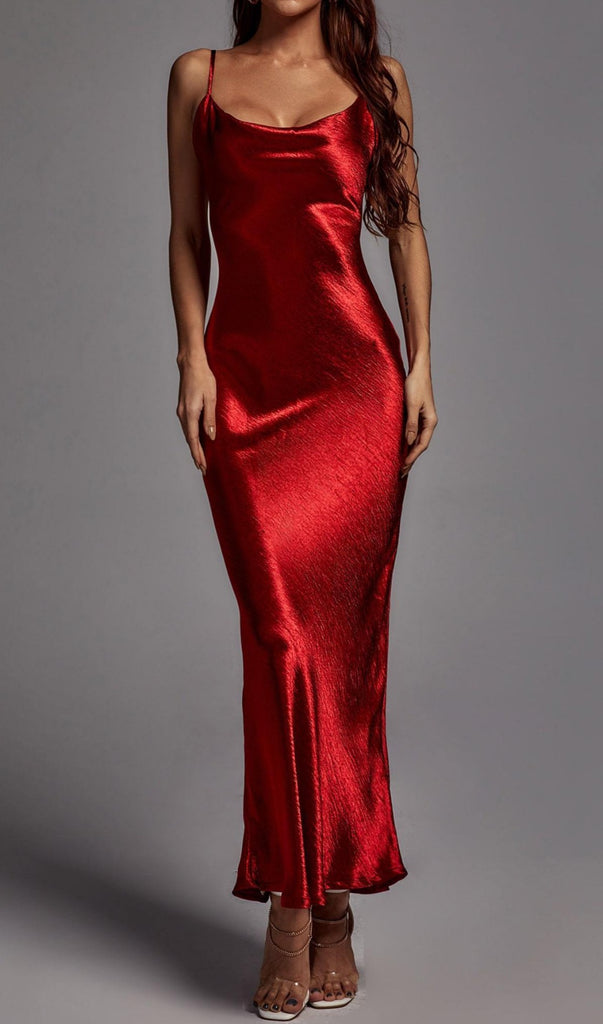 RED STRAPPY METALLIC MAXI DRESS-Dresses-Oh CICI SHOP