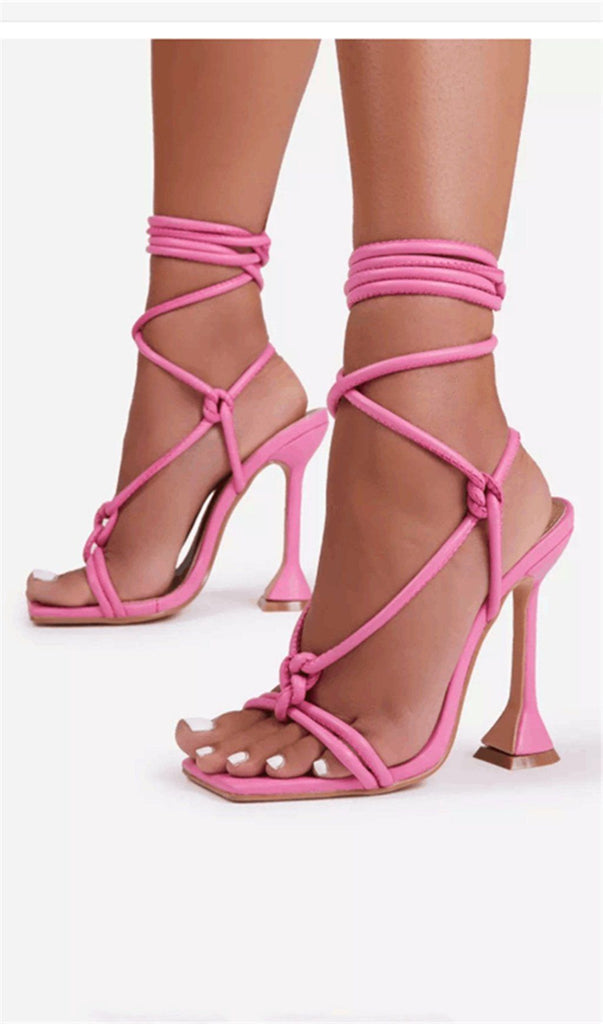 FISH MOUTH CROSS STRAP HIGH HEELS-Shoes-Oh CICI SHOP