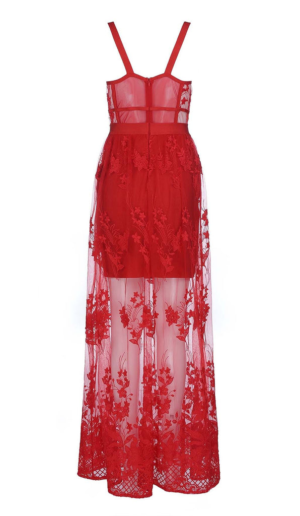 FLORAL CORSET LACE MAIX DRESS IN RED DRESS STYLE OF CB 