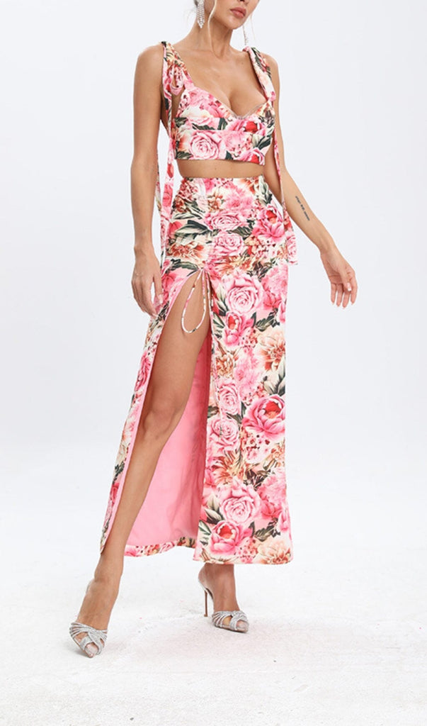 FLORAL DESIGN TWO PIECE SET IN PINK DRESS OH CICI 