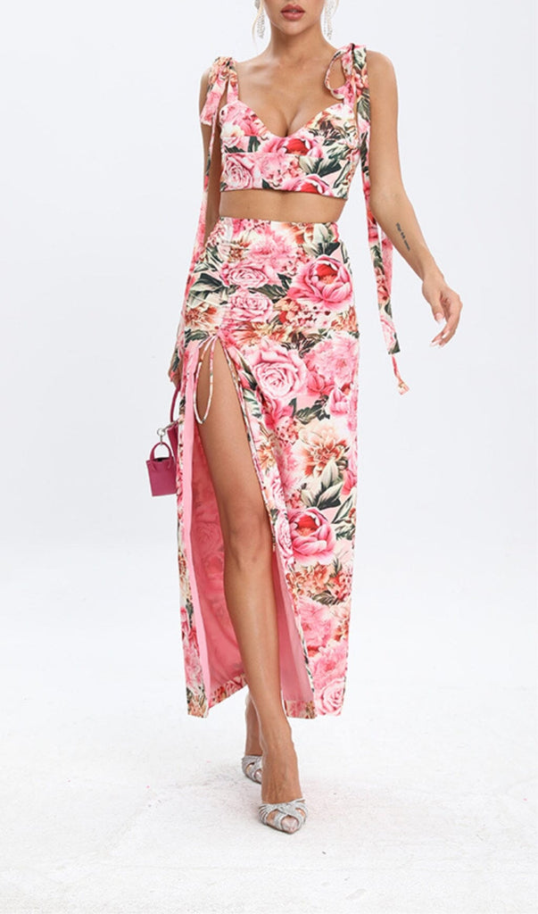 FLORAL DESIGN TWO PIECE SET IN PINK DRESS OH CICI 