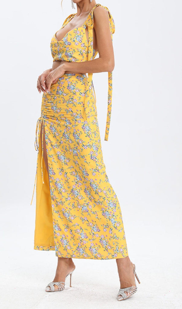 FLORAL DESIGN TWO PIECE SET IN YELLOW DRESS OH CICI 