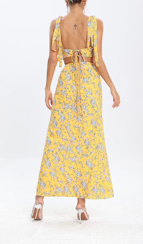 FLORAL DESIGN TWO PIECE SET IN YELLOW DRESS OH CICI 