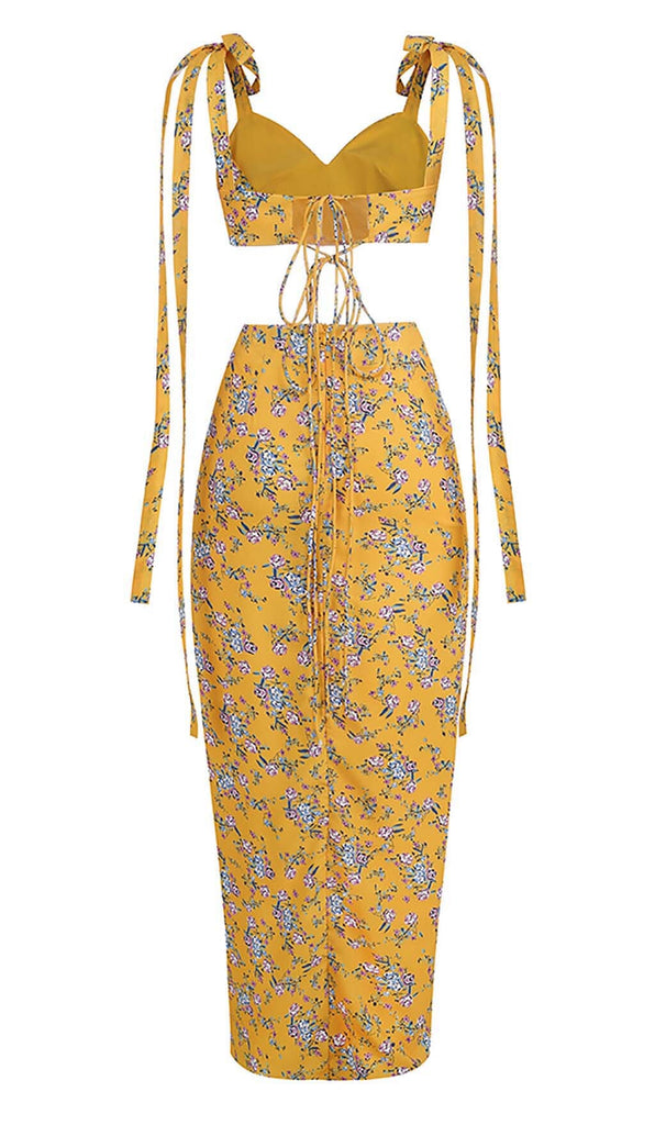 FLORAL DESIGN TWO PIECE SET IN YELLOW DRESS OH CICI 