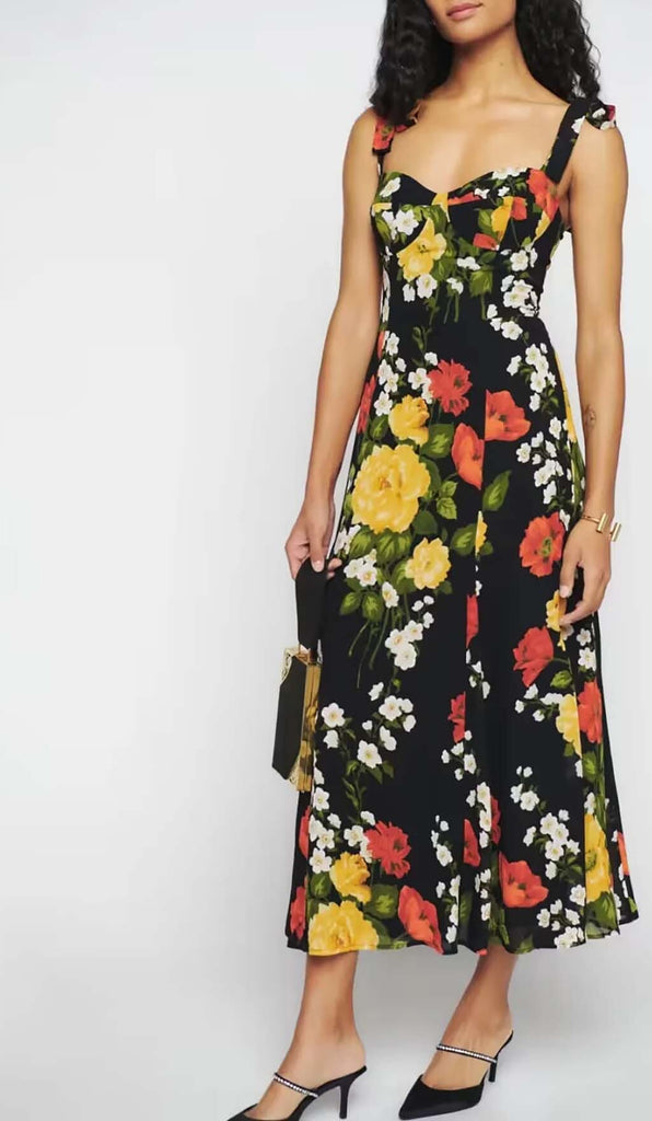 FLORAL-PRINT TIE STRAP DRESS IN LUISA DRESS OH CICI 