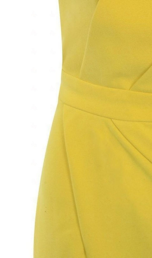 FOLD FRONT MINI DRESS IN YELLOW-Dresses-Oh CICI SHOP