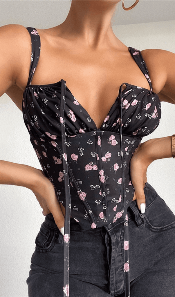 FLORAL LACE STRAPLESS VEST-Shirts & Tops-Oh CICI SHOP