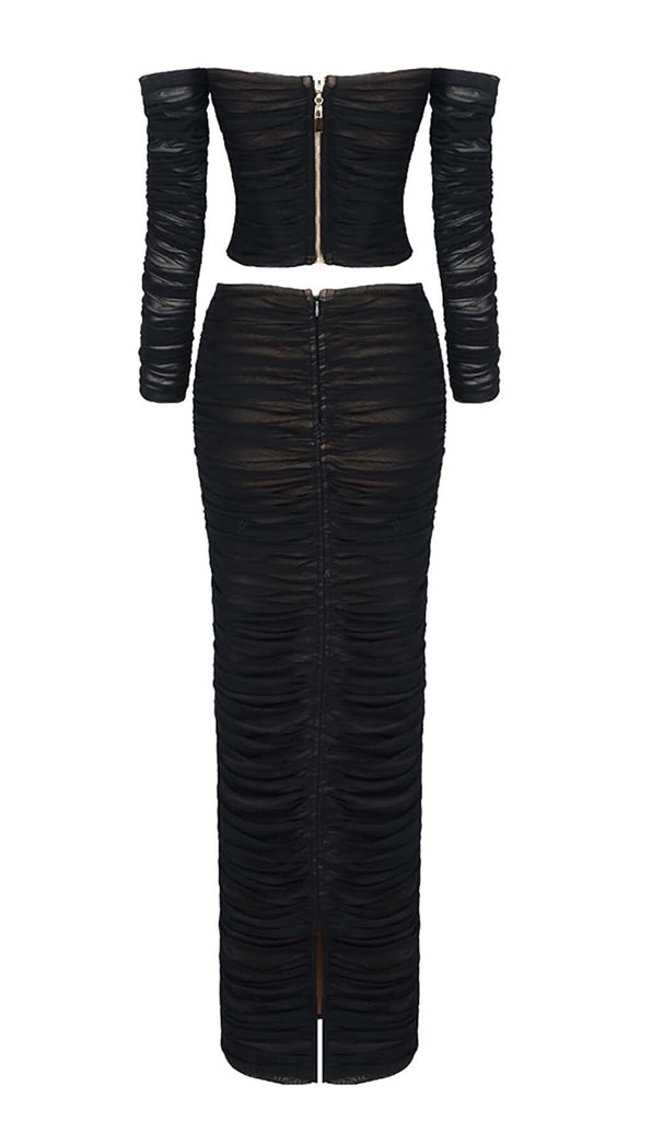 HEART EMBELLISHED TWO PIECE SET IN BLACK OH CICI 