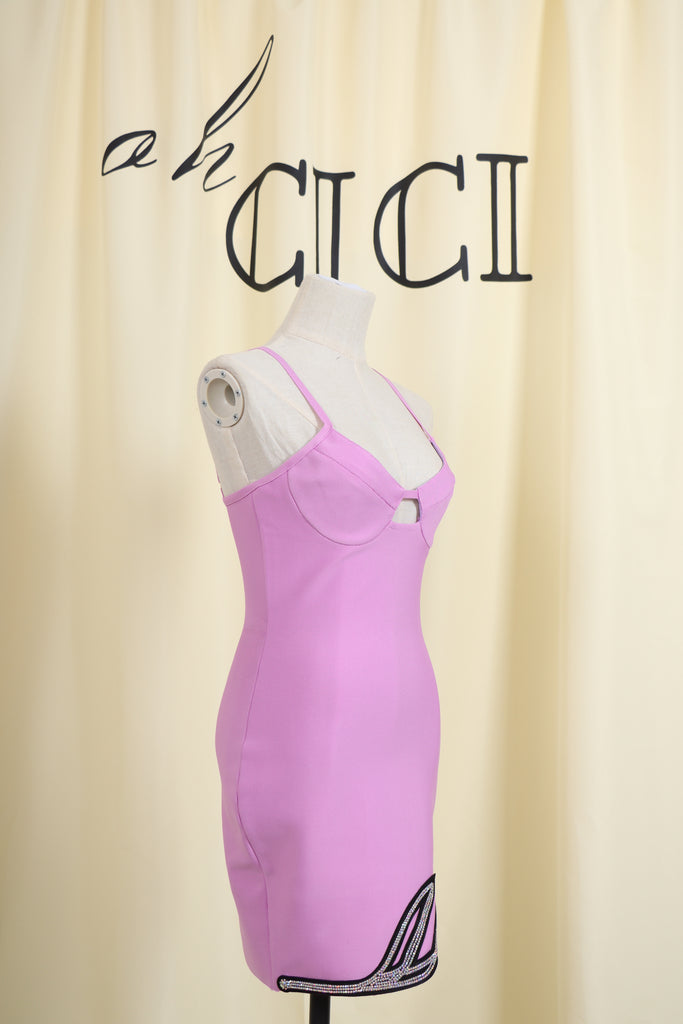 CRYSTAL FLOWER MINI DRESS-Dresses-Oh CICI SHOP