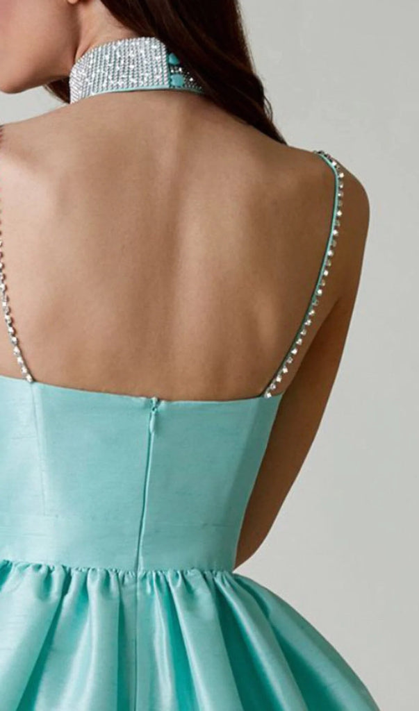 DIAMOND SUSPENDER DRESS IN MINT GREEN-Oh CICI SHOP