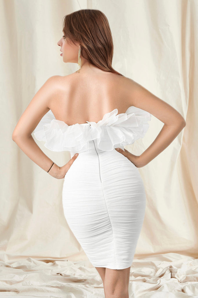 WHITE BANDAGE MINI DRESS-Dresses-Oh CICI SHOP