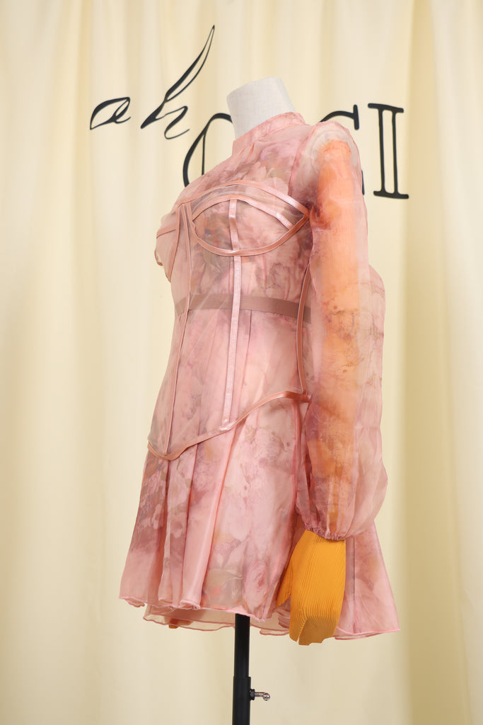 FLORAL CORSET MINI DRESS-Dresses-Oh CICI SHOP