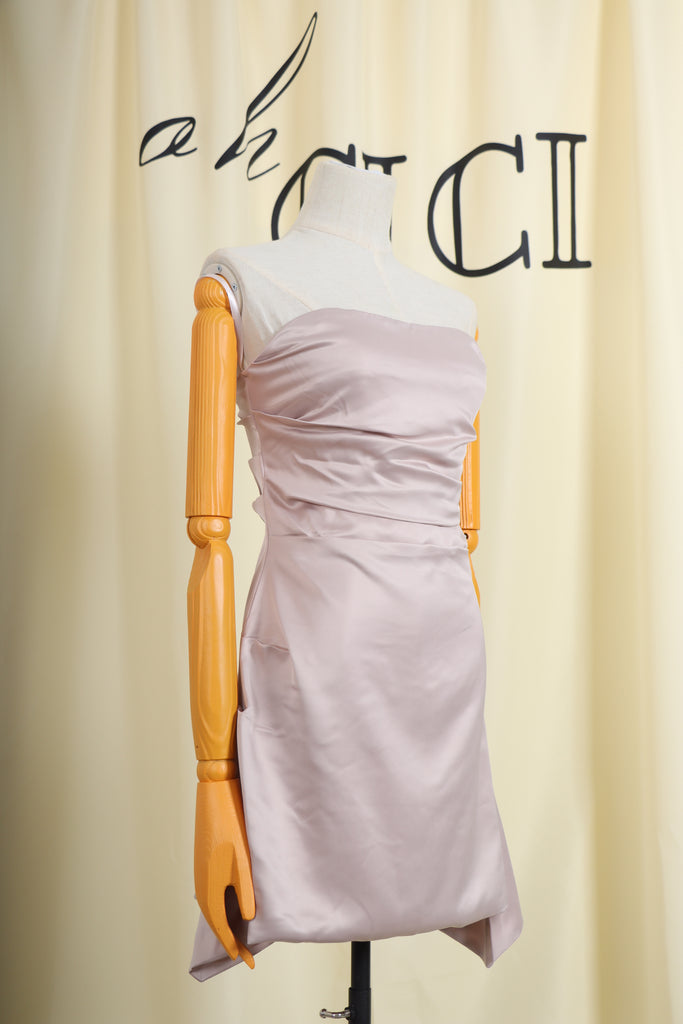 STRAPLESS SATIN MINI DRESS-Dresses-Oh CICI SHOP