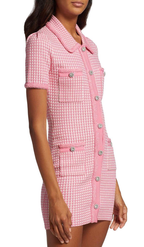 KNITTED BUTTON MINI DRESS IN PINK DRESS OH CICI 