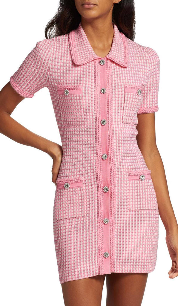 KNITTED BUTTON MINI DRESS IN PINK DRESS OH CICI 