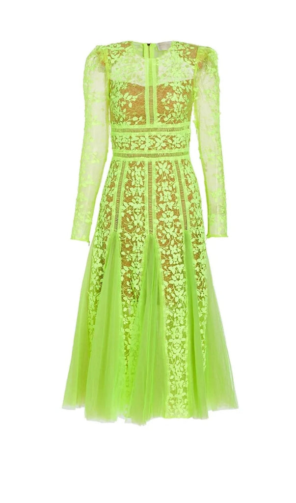 LACE PLATED MIDI DRESS IN GREEN DRESS OH CICI 