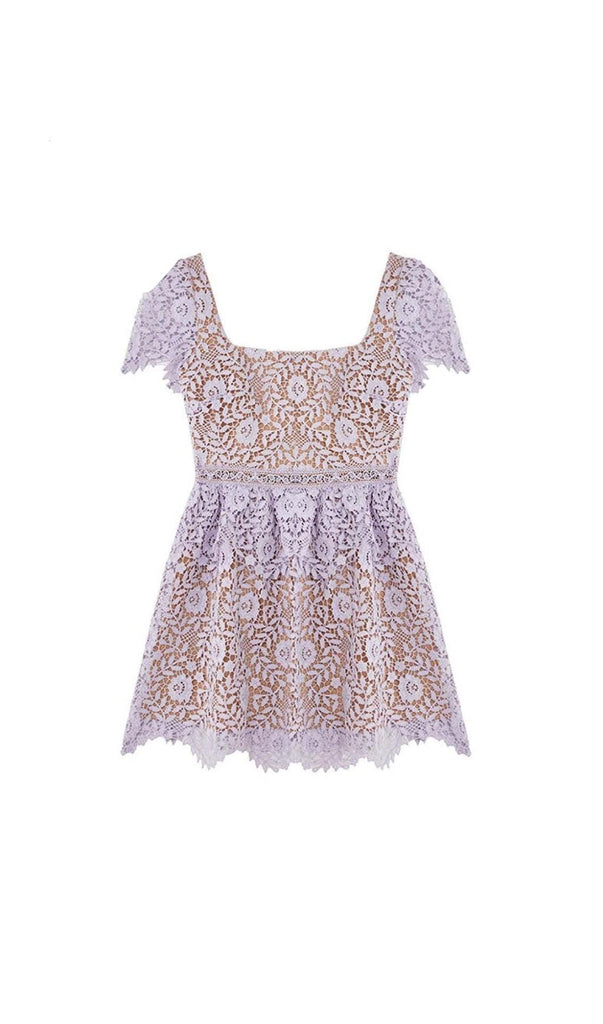 LACE TIERED MINI DRESS IN PURPLE OH CICI 