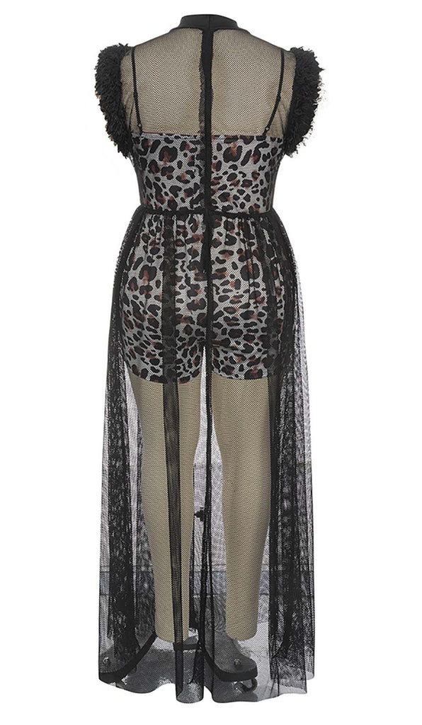LEOPARD MESH MAXI DRESS IN WHITE DRESS STYLE OF CB 