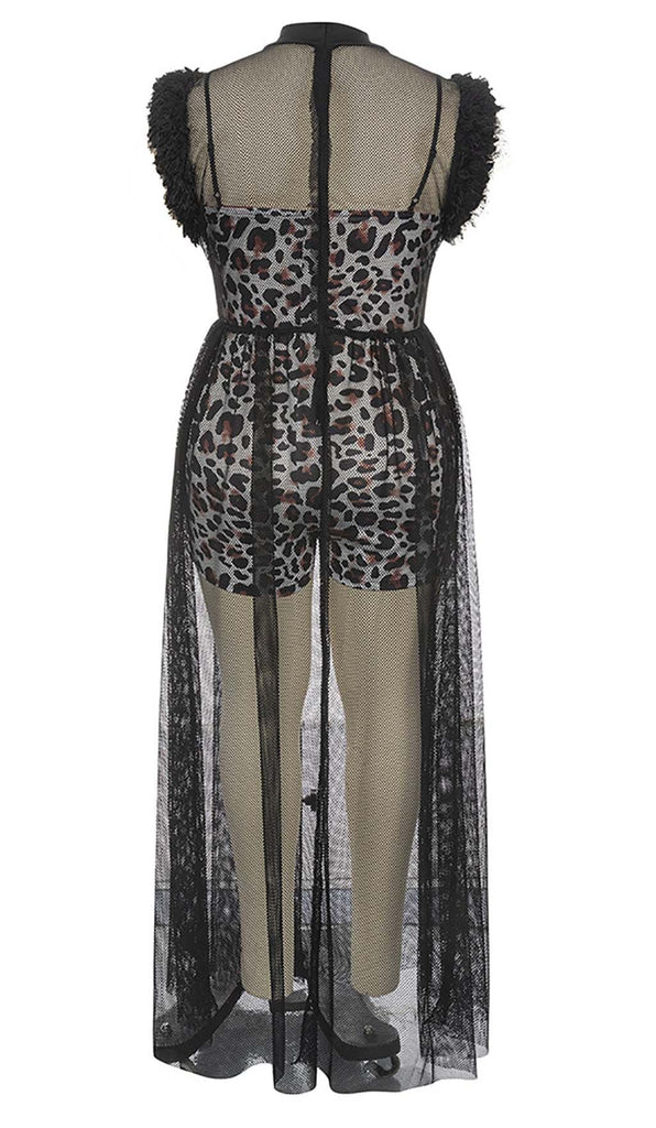 LEOPARD MESH MAXI DRESS IN WHITE DRESS STYLE OF CB 