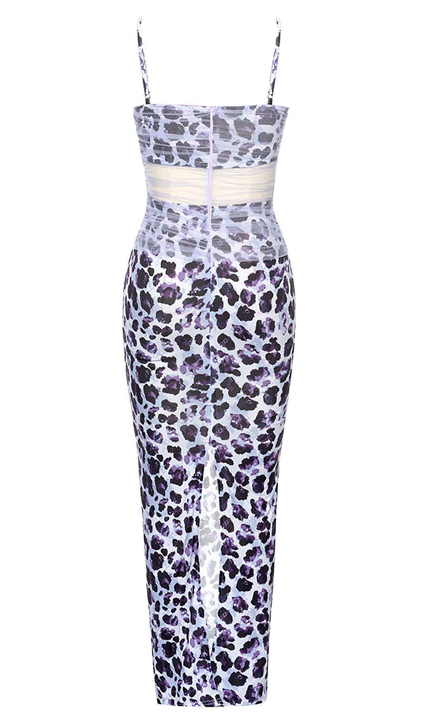 LEOPARD OUT MESH MIDI DRESS IN LAVENDER DRESS OH CICI 