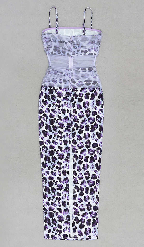LEOPARD OUT MESH MIDI DRESS IN LAVENDER DRESS OH CICI 
