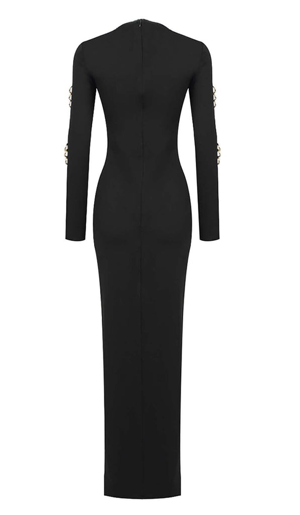 LONG SLEEVE EMBELLISHED MAXI DRESS IN BLACK DRESS OH CICI 