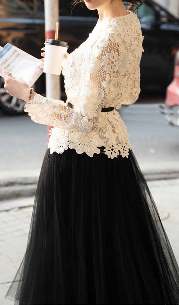 LONG SLEEVE LACE TWO PIECE SET DRESS STYLE OF CB 