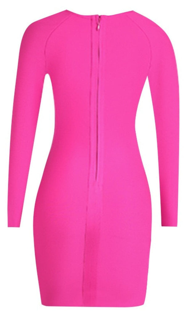 LONG SLEEVE SQUARE COLLAR MINI DRESS IN PINK DRESS OH CICI