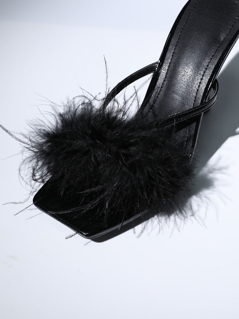 FEATHER HEELS IN BLACK-Shoes-Oh CICI SHOP