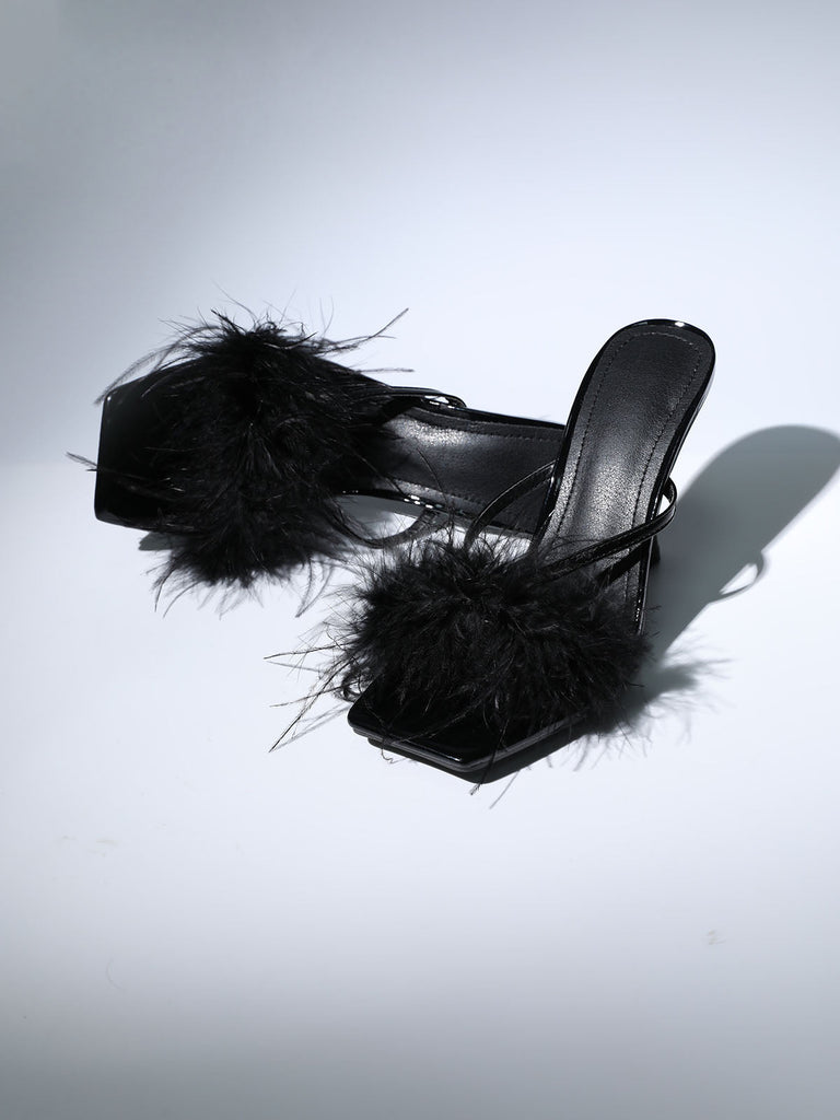 FEATHER HEELS IN BLACK-Shoes-Oh CICI SHOP