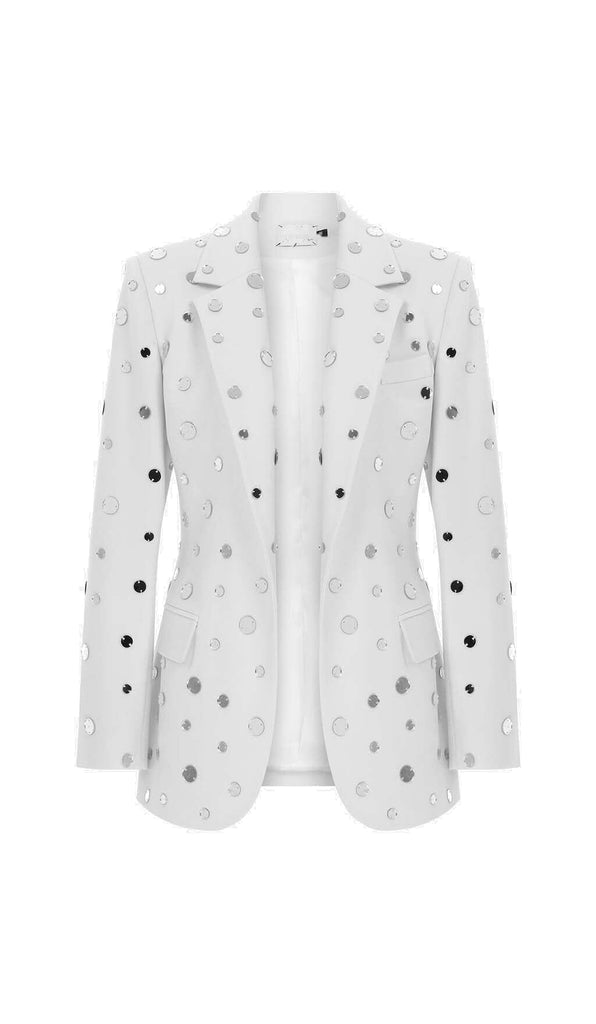 MIRROR SEQUIN DETAIL JACKET IN WHITE DRESS OH CICI 