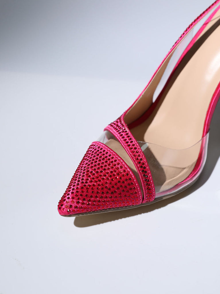 CRYSTAL HEELS IN HOT PINK-Shoes-Oh CICI SHOP