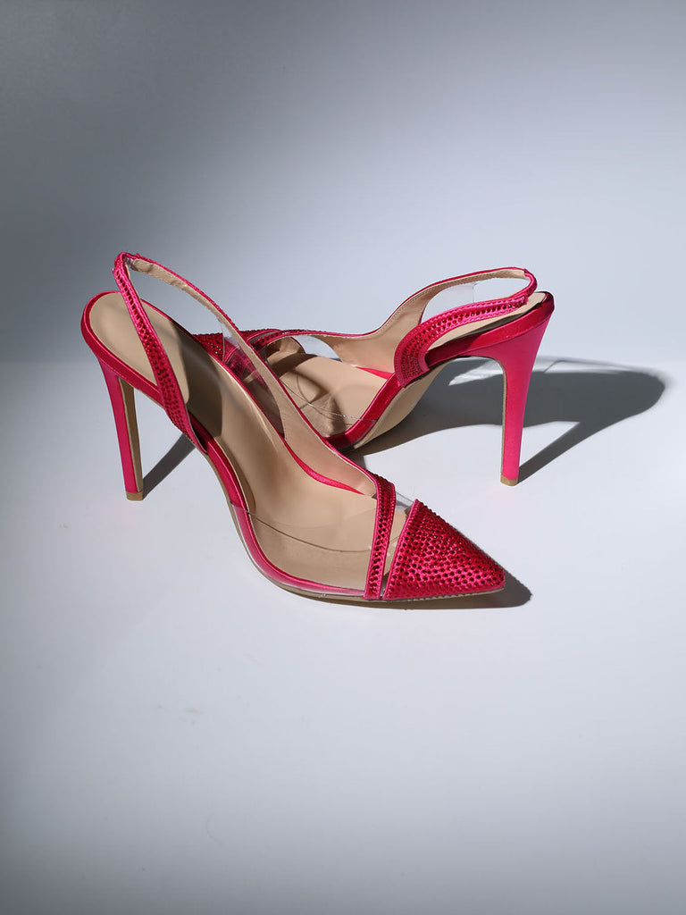 CRYSTAL HEELS IN HOT PINK-Shoes-Oh CICI SHOP
