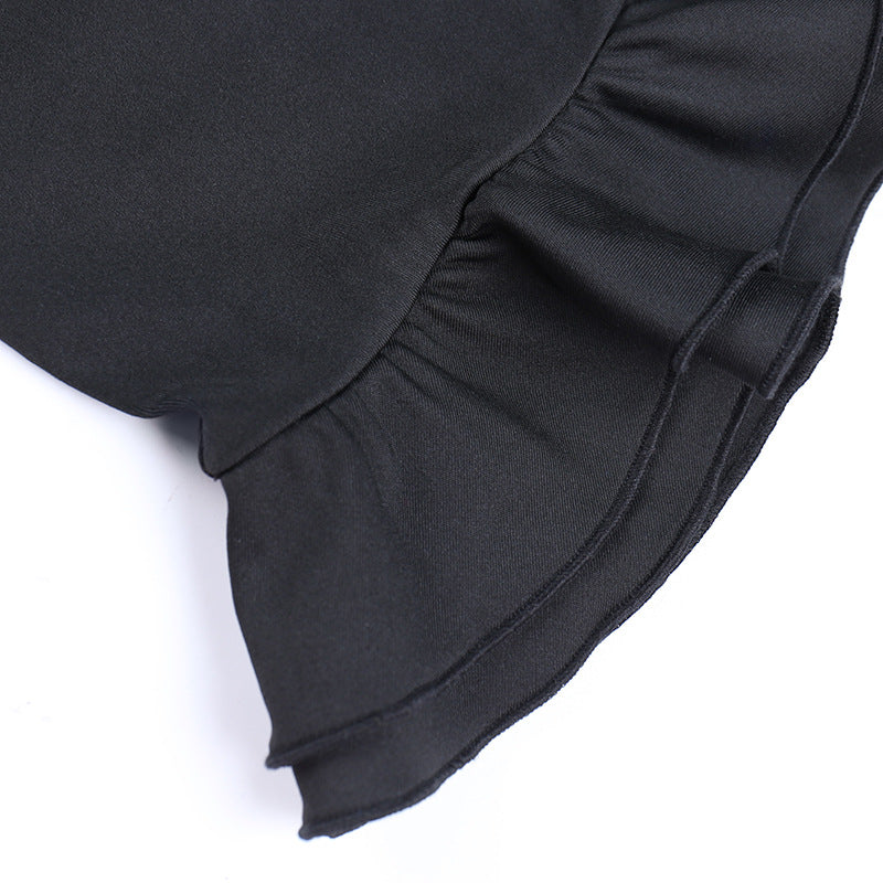 RUFFLE MINI DRESS IN BLACK-Dresses-Oh CICI SHOP