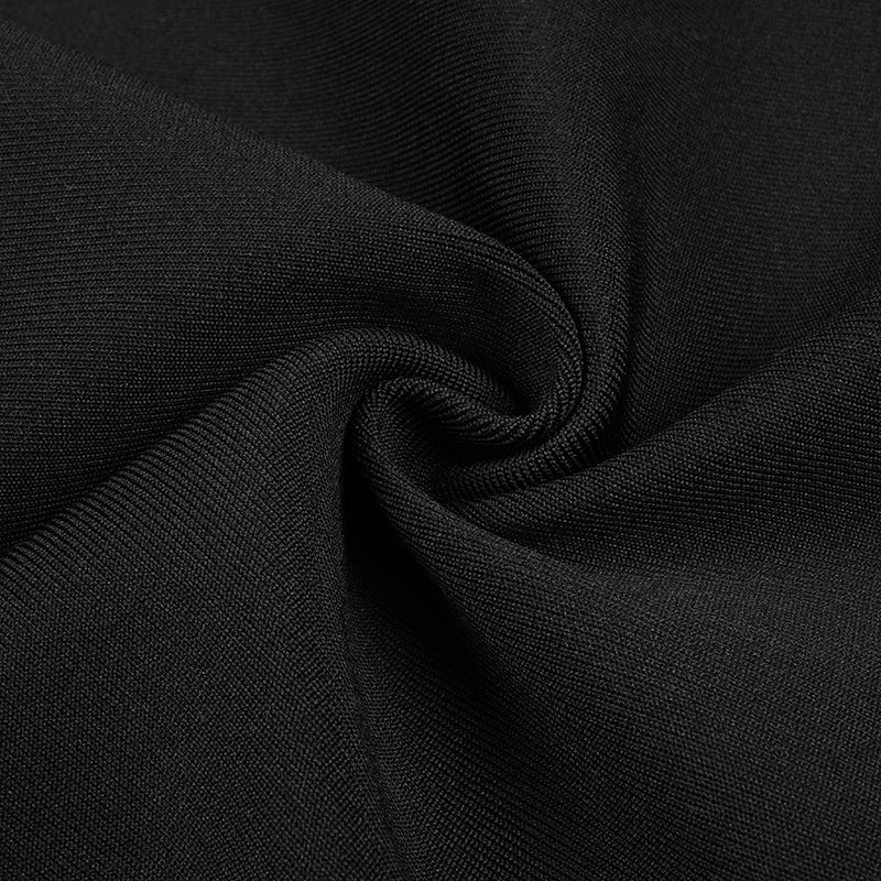BLACK STRAPLESS SATIN BANDAGE MINI DRESS-Dresses-Oh CICI SHOP