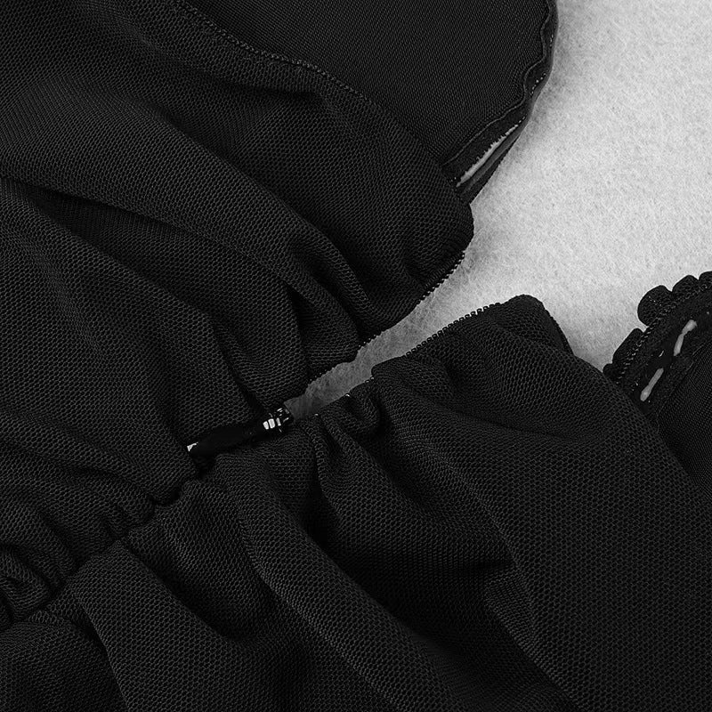 BLACK STRAPLESS RUCHED MINI DRESS-Dresses-Oh CICI SHOP