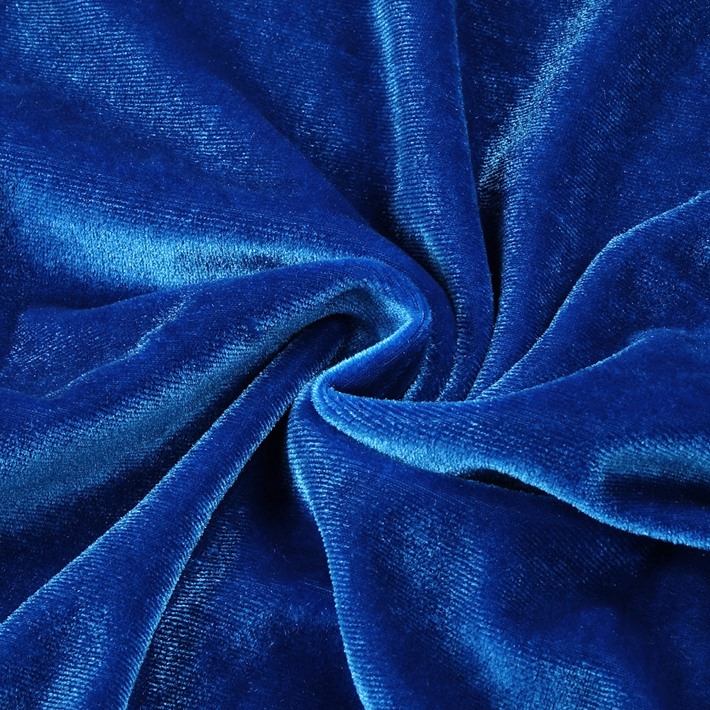 BLUE VELVET LONG SLEEVE CROSS KNOTTED MIDI DRESS-Dresses-Oh CICI SHOP