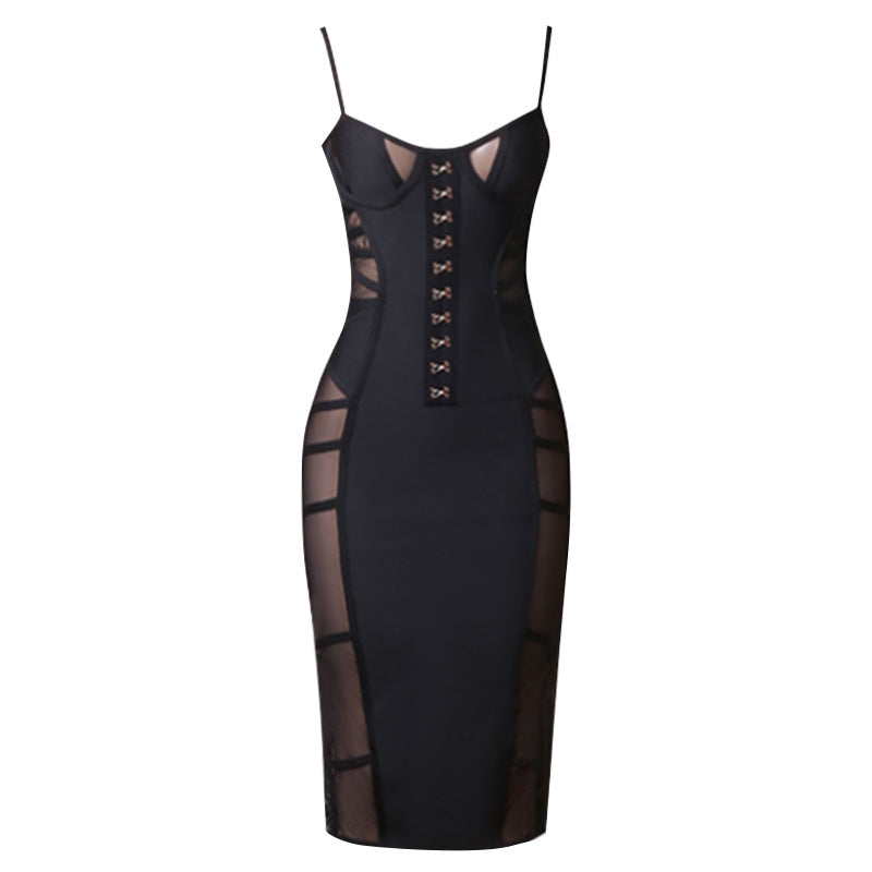 BOSSY MESH MINI BANDAGE DRESS-Dresses-Oh CICI SHOP