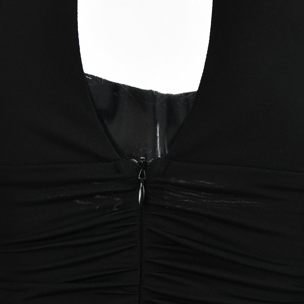 CLOSE-FITTING MINI DRESS IN BLACK-Dresses-Oh CICI SHOP