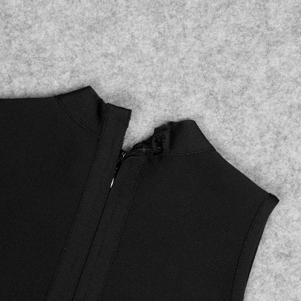 BLACK CRYSTAL TRIM DRESS-Dresses-Oh CICI SHOP