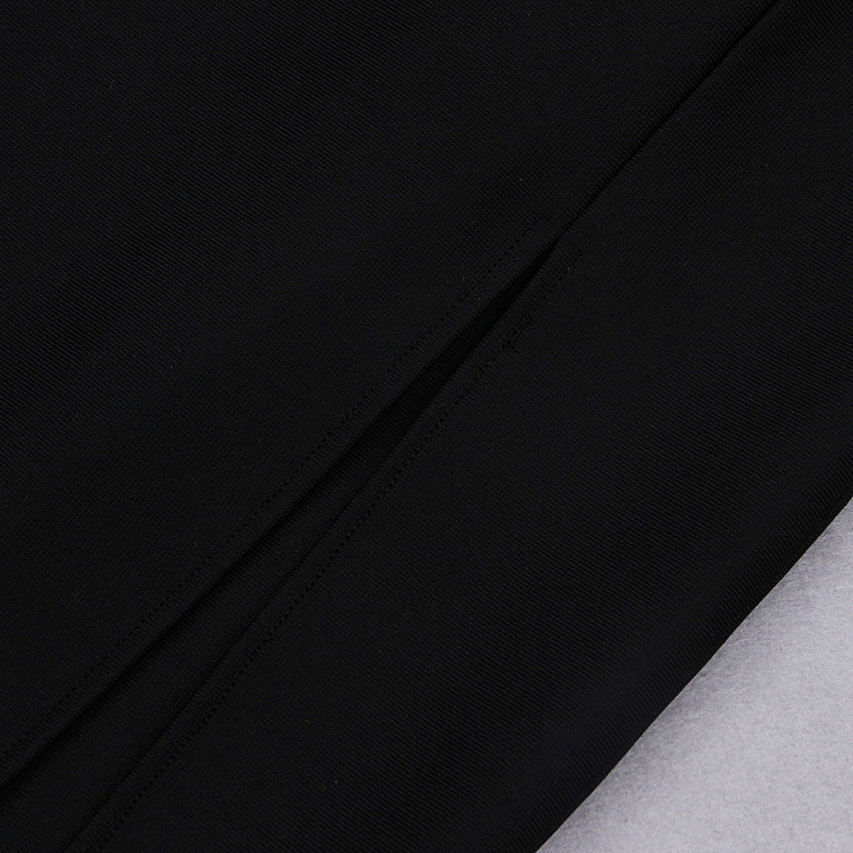 BLACK V NECK SPAGHETTI BANDAGE MIDI DRESS-Dresses-Oh CICI SHOP