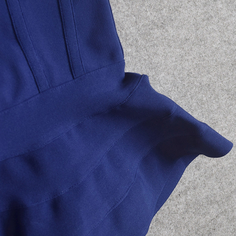 BLUE STRAPPY MIDI BANDAGE DRESS-Dresses-Oh CICI SHOP