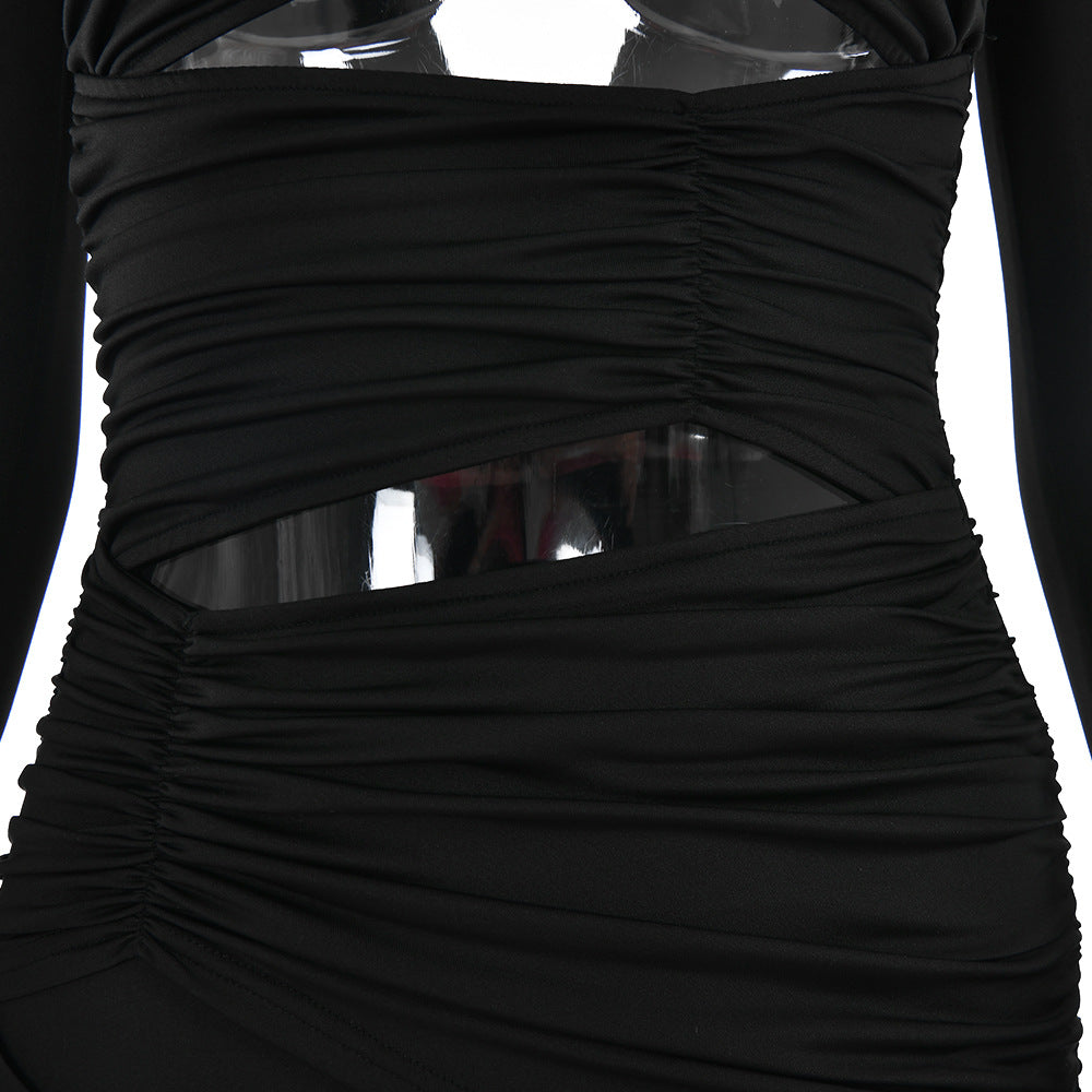 CLOSE-FITTING MINI DRESS IN BLACK-Dresses-Oh CICI SHOP