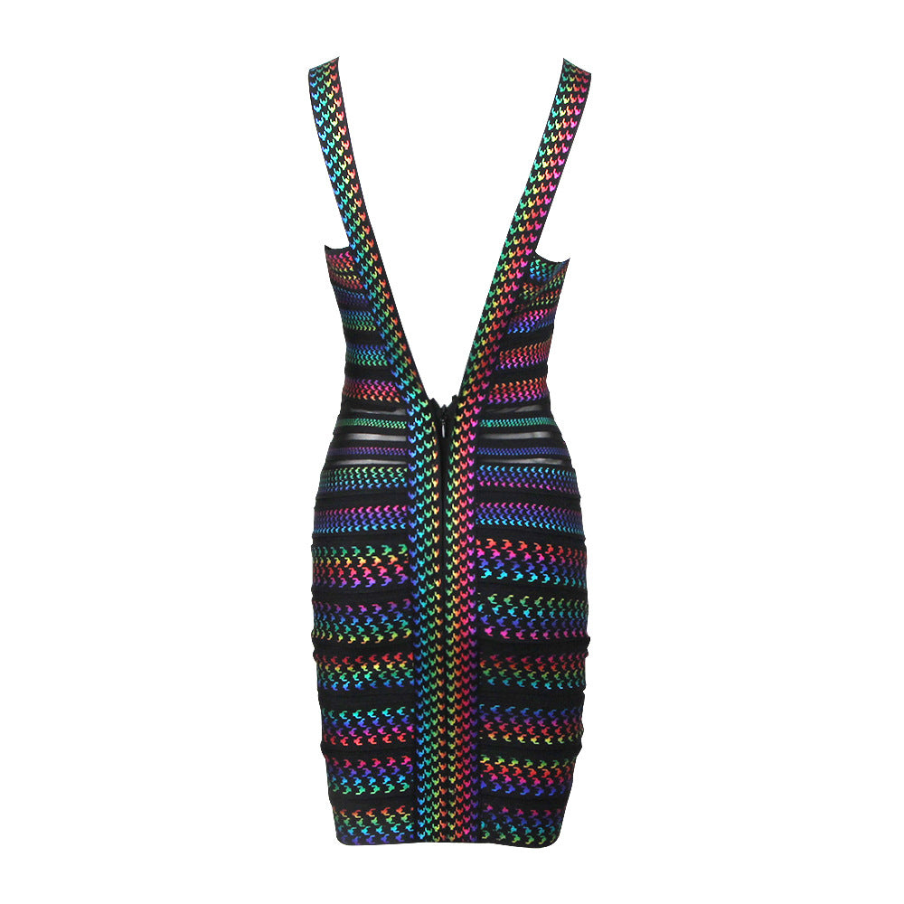 RAINBOW BANDAGE DRESS-Dresses-Oh CICI SHOP